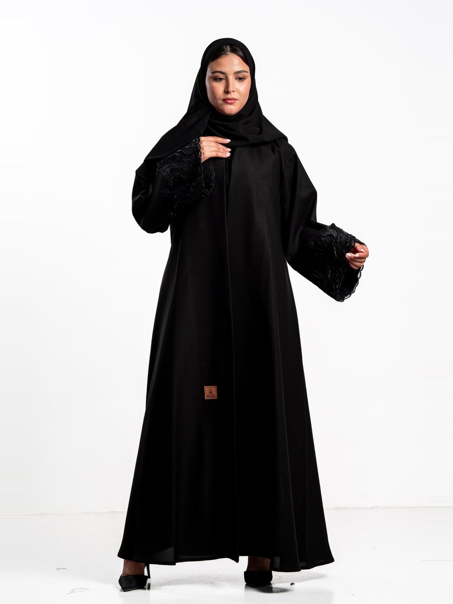 Reem Abaya with Embellished Cuff Sleeve