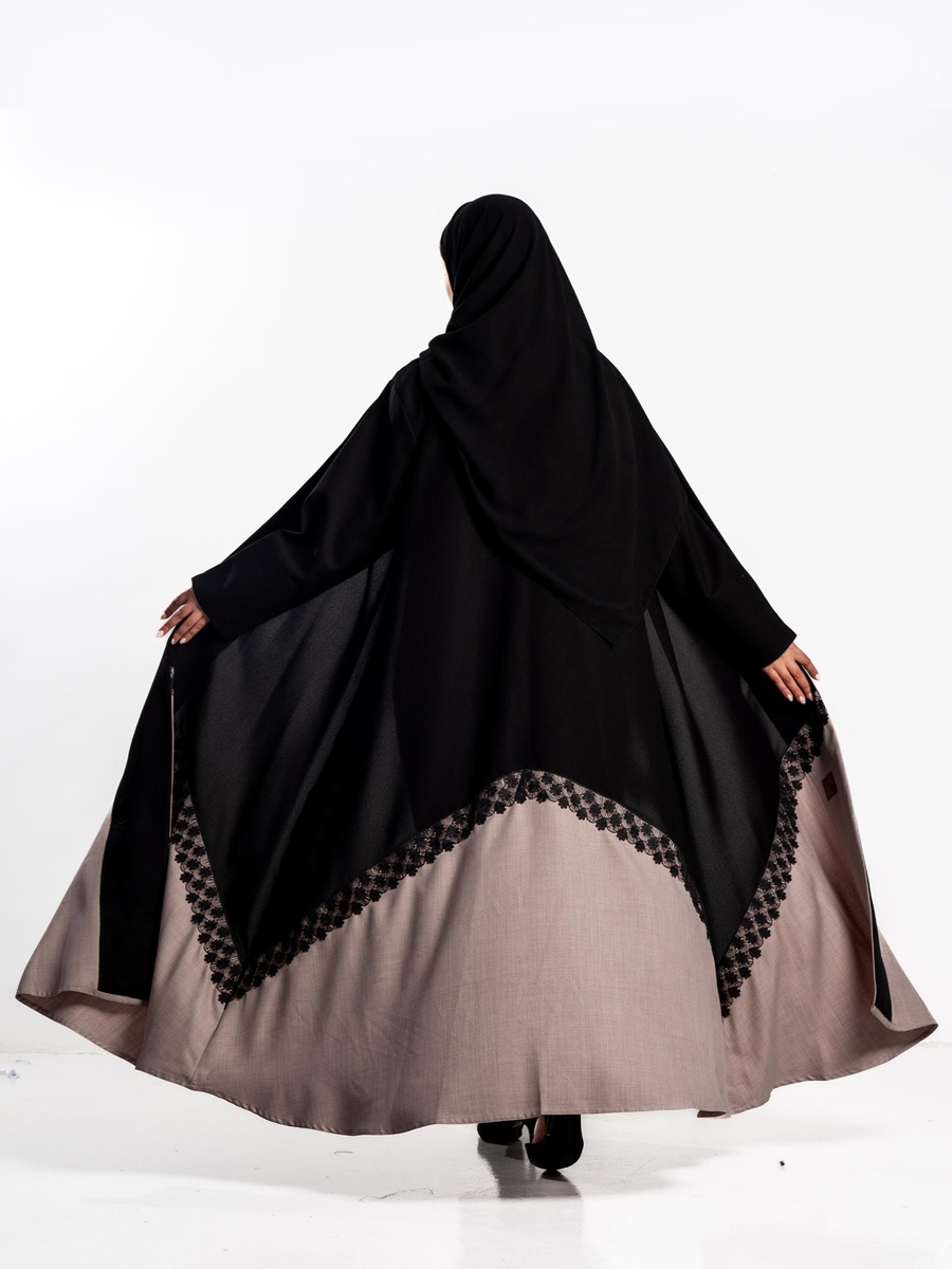 Hawraa Abaya with Color Block Hem