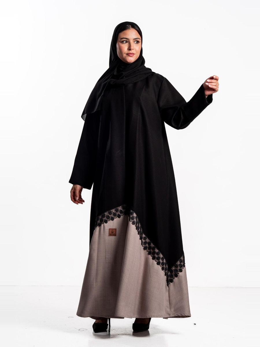 Hawraa Abaya with Color Block Hem