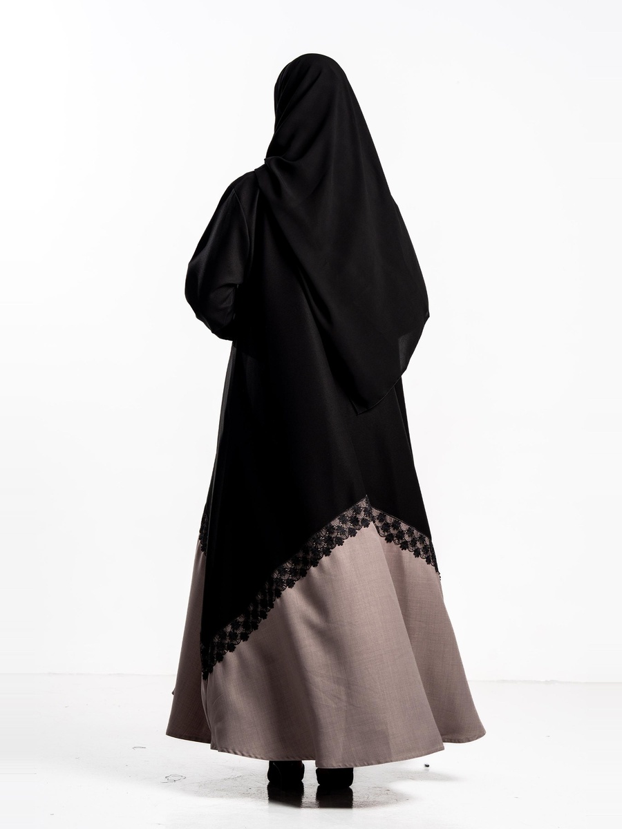 Hawraa Abaya with Color Block Hem