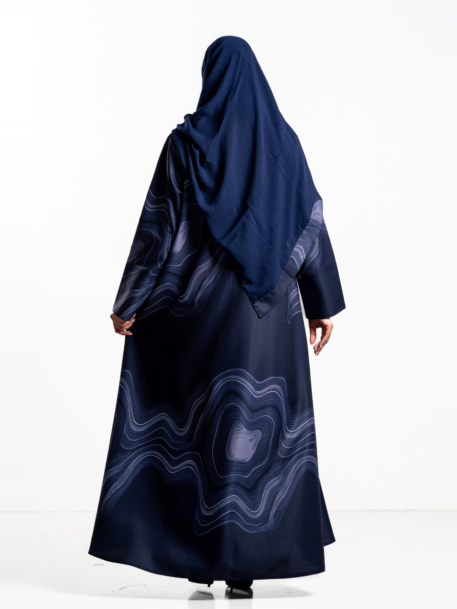 Marbled Print Collared Abaya