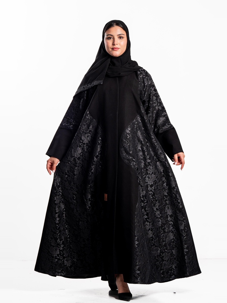 Ghizlan Abaya with Lace Overlay