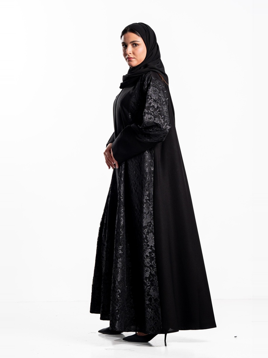 Ghizlan Abaya with Lace Overlay