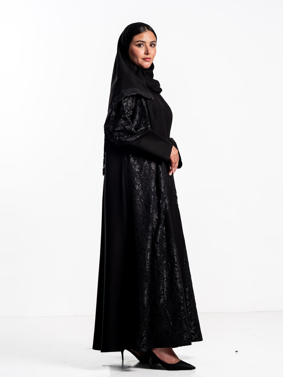 Ghizlan Abaya with Lace Overlay