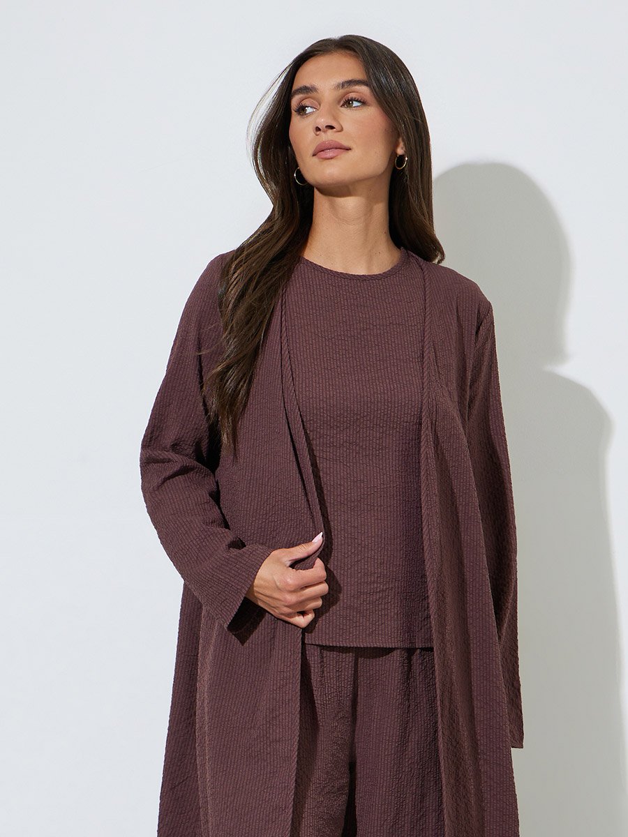Pack of 3 - Burgundy Kimono, Top and Trousers Co-ord Set
