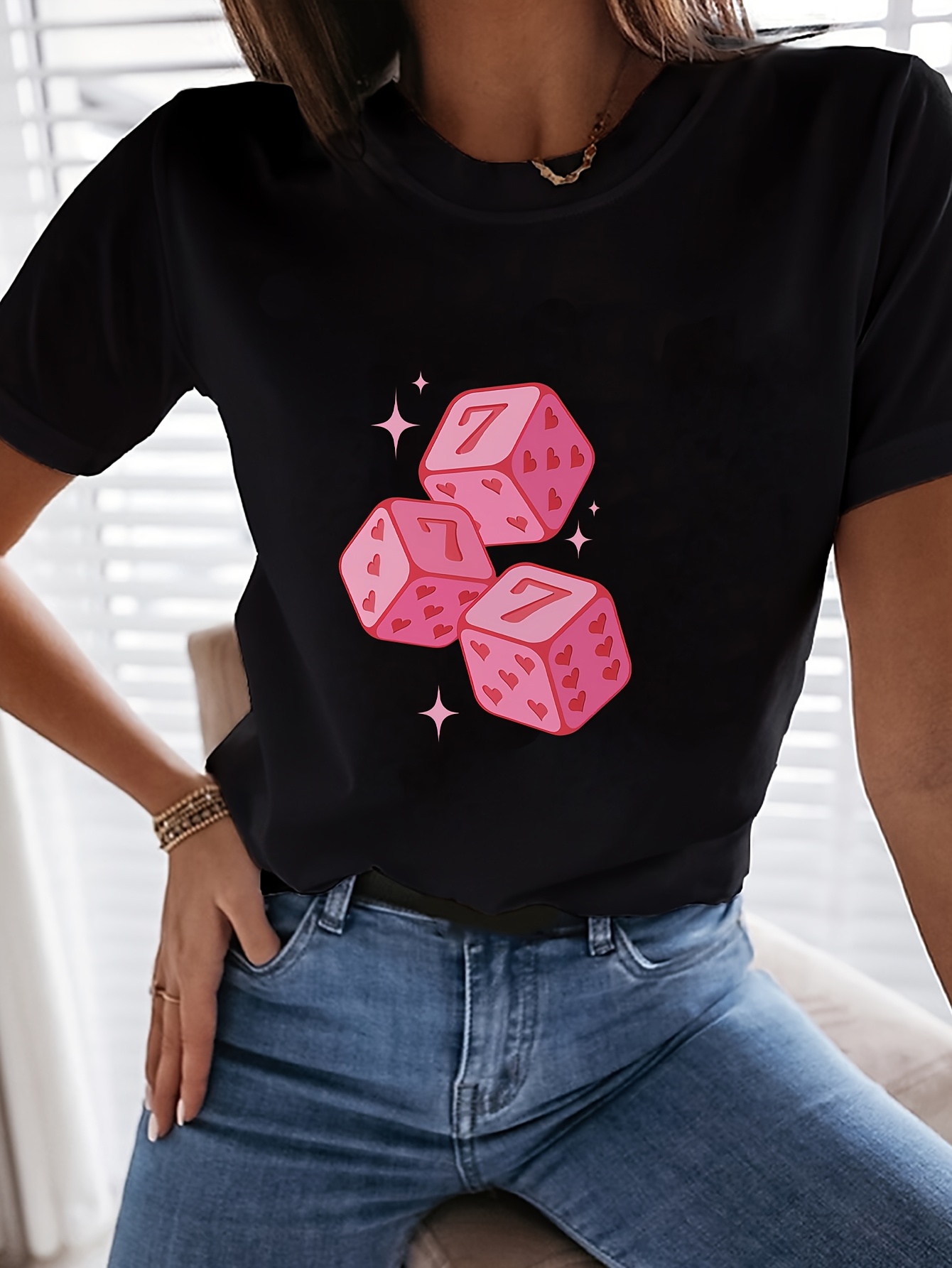 Black Cube Print Regular Fit T-Shirt