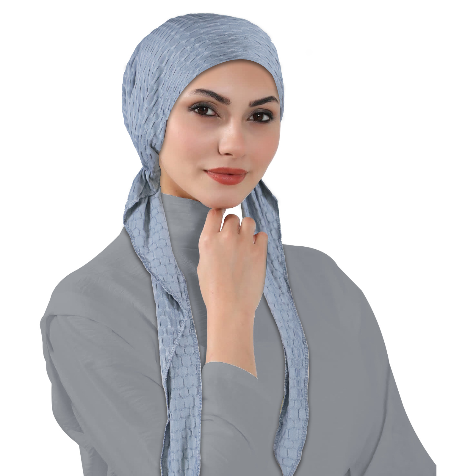 قبعة حجاب مطاطية سادة رمادي