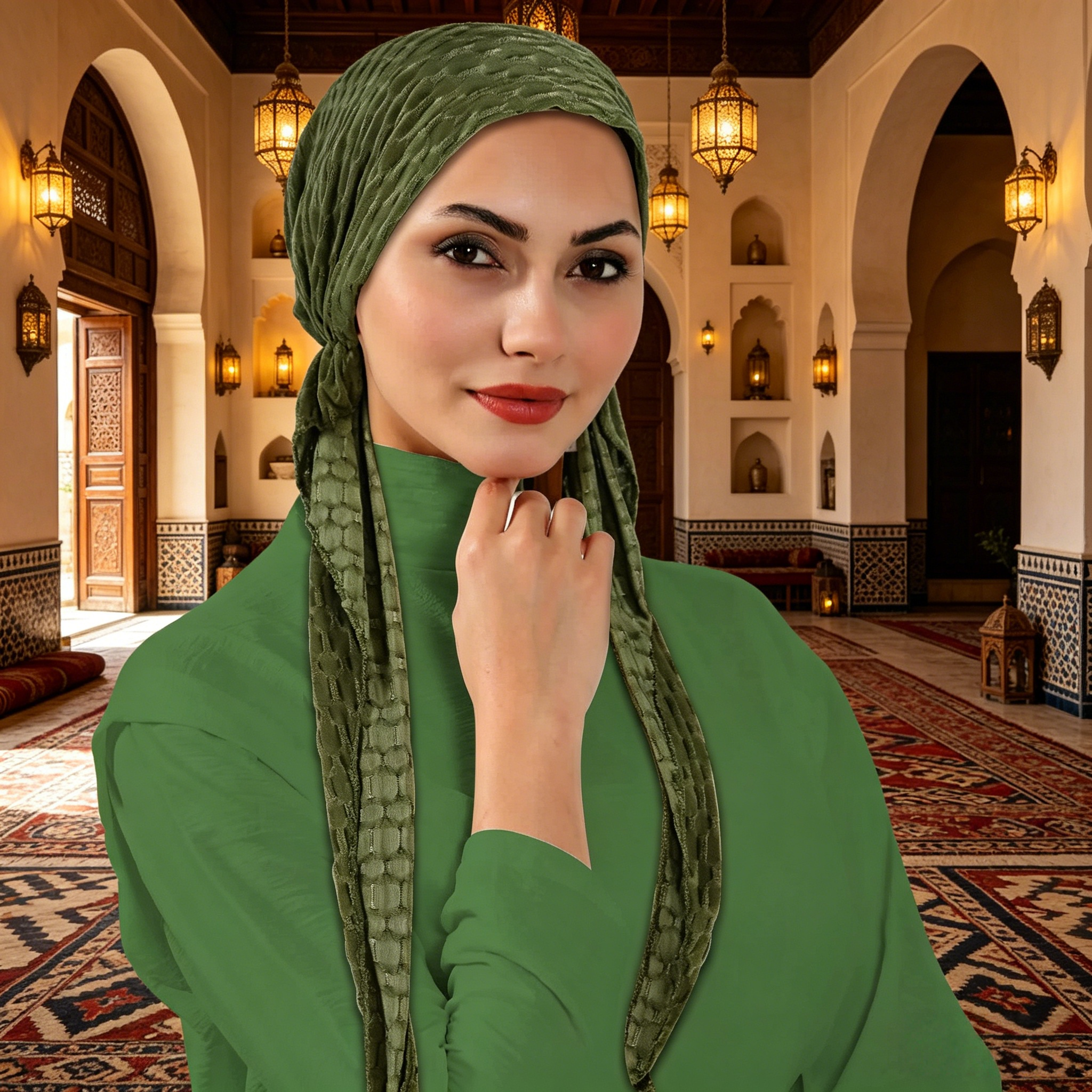 حجاب سادة أخضر
