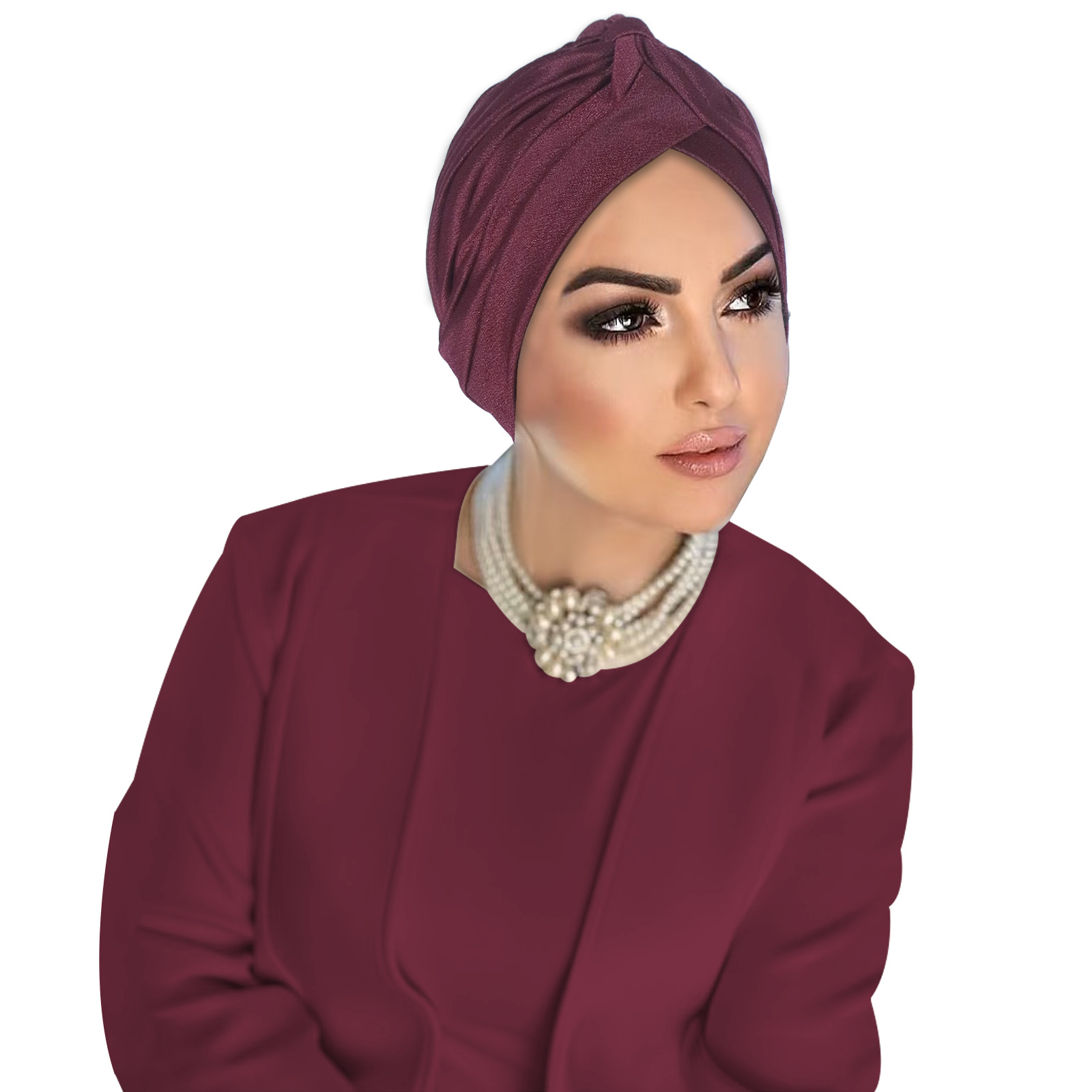 Burgundy Plain Turban Hijab 