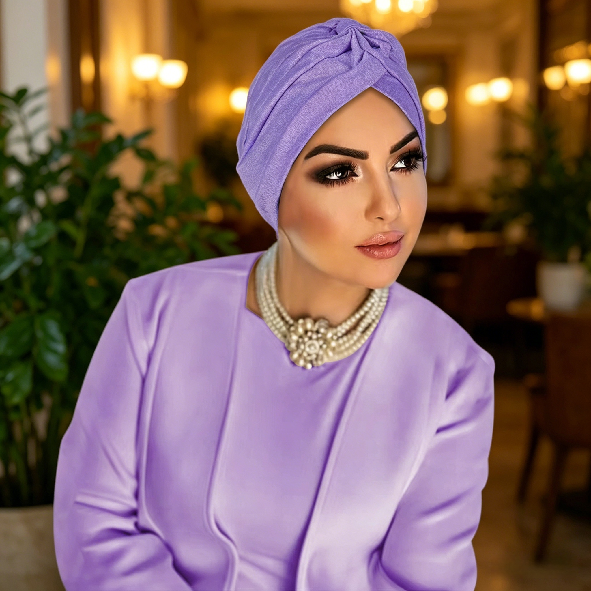 حجاب توربان سادة بنفسجي