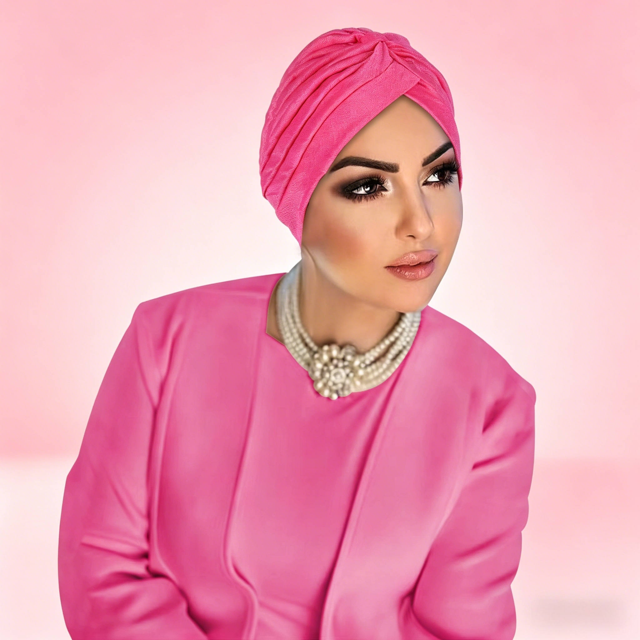 حجاب توربان سادة وردي داكن