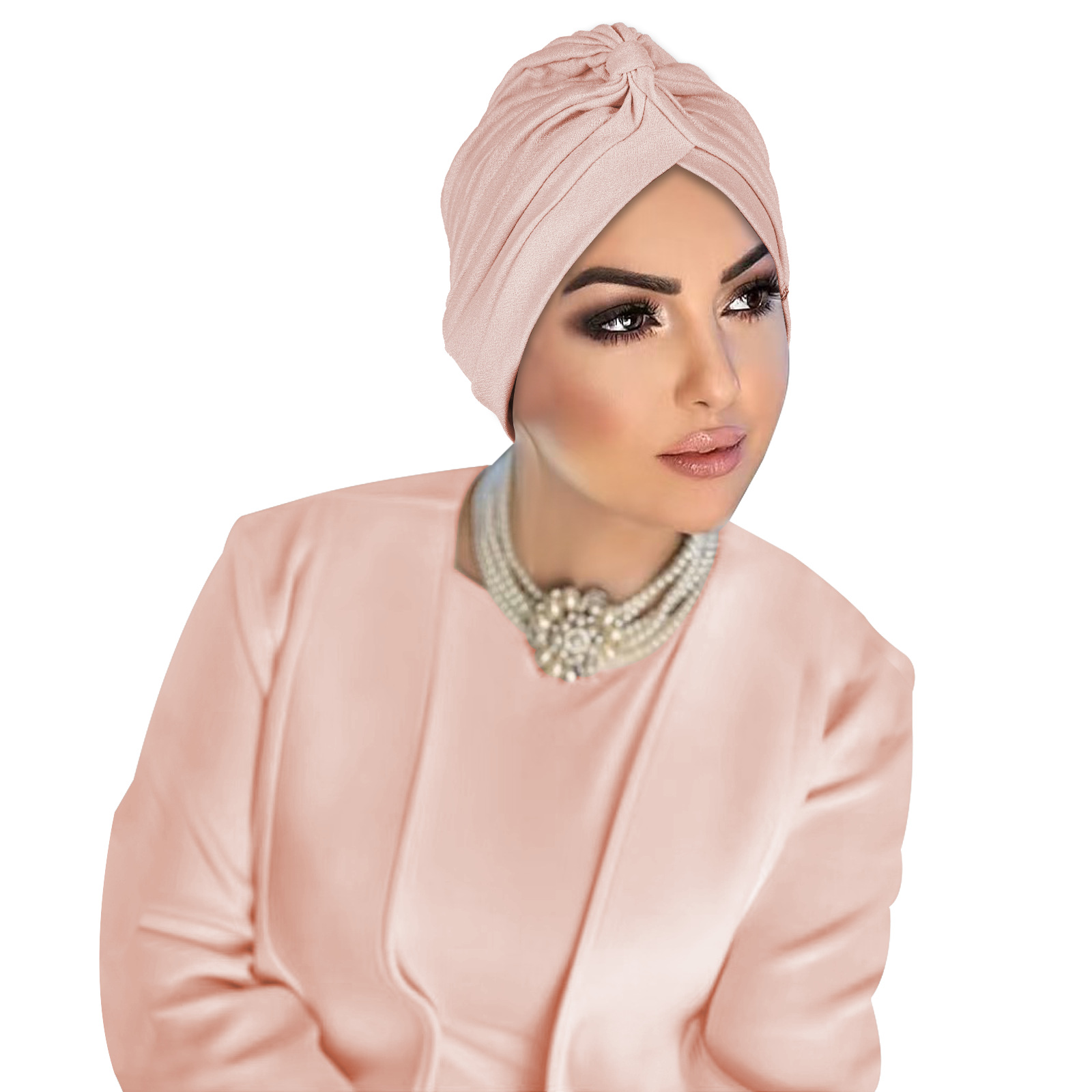 Light Pink Plain Stretch Turban Hijab