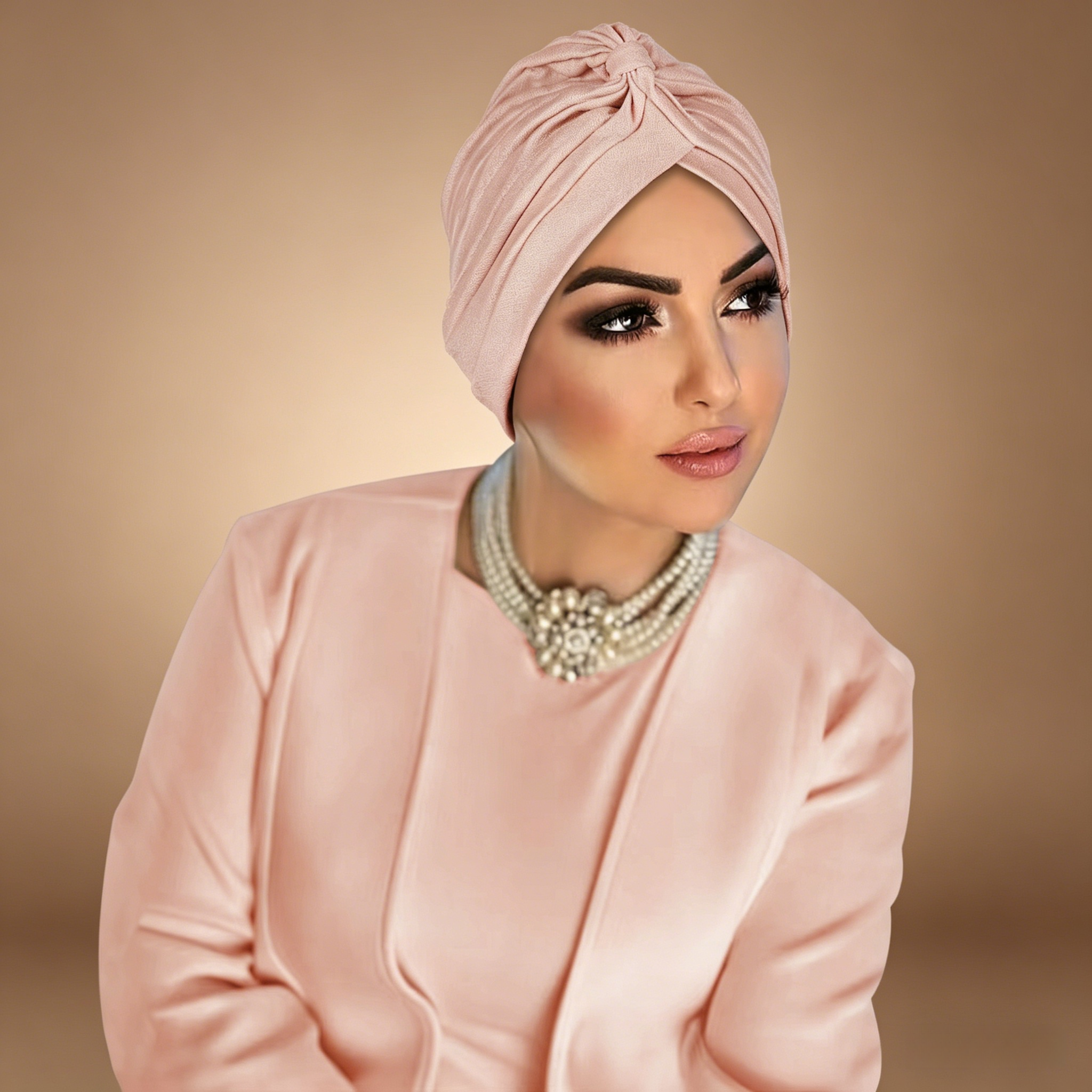 Light Pink Plain Stretch Turban Hijab