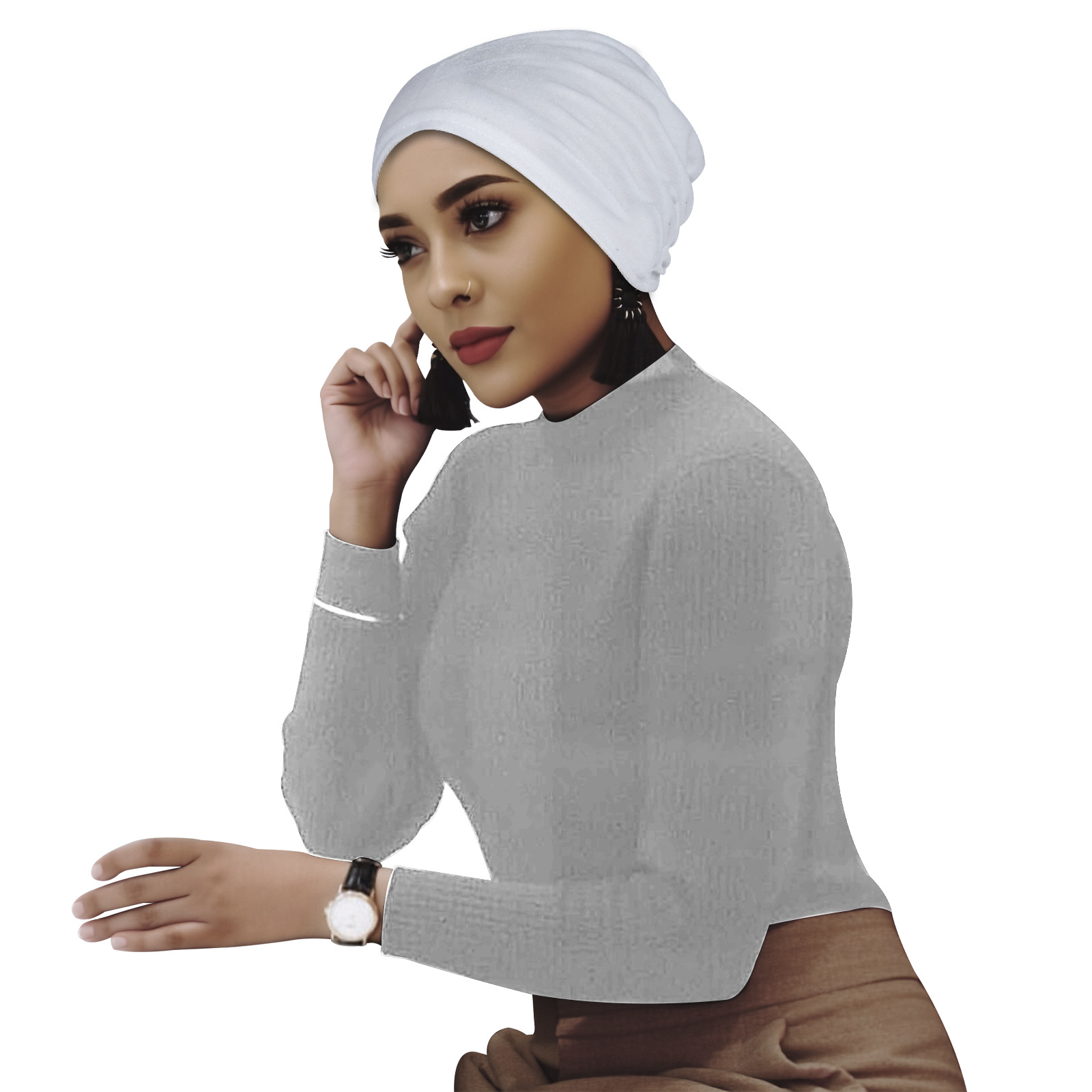  White Velvet Look Turban