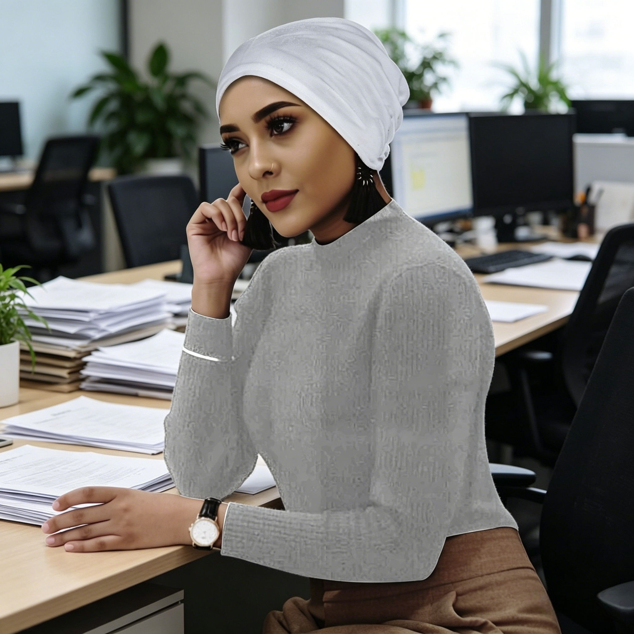 White Velvet Look Turban