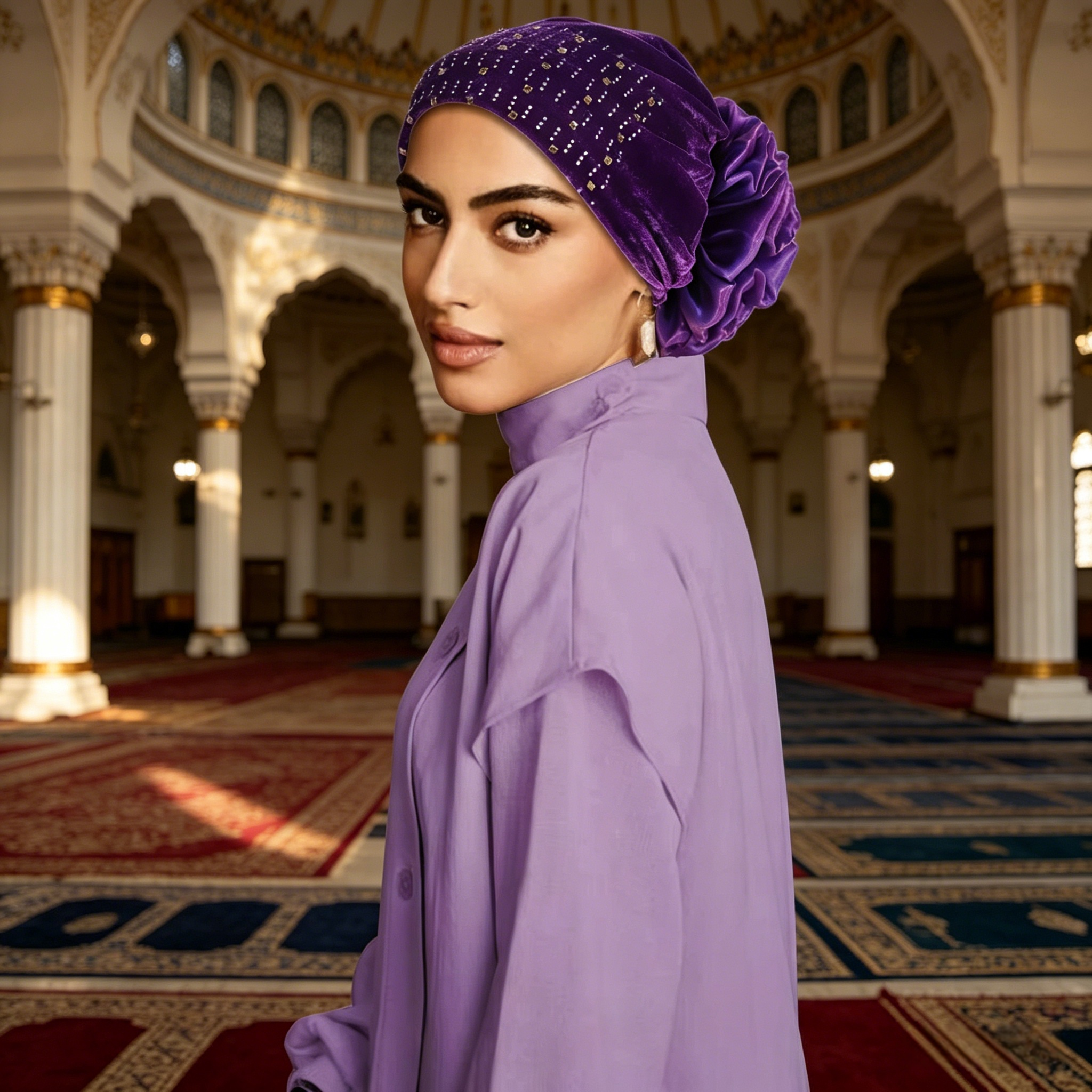 توربان حجاب مخمل أنيق ومزين