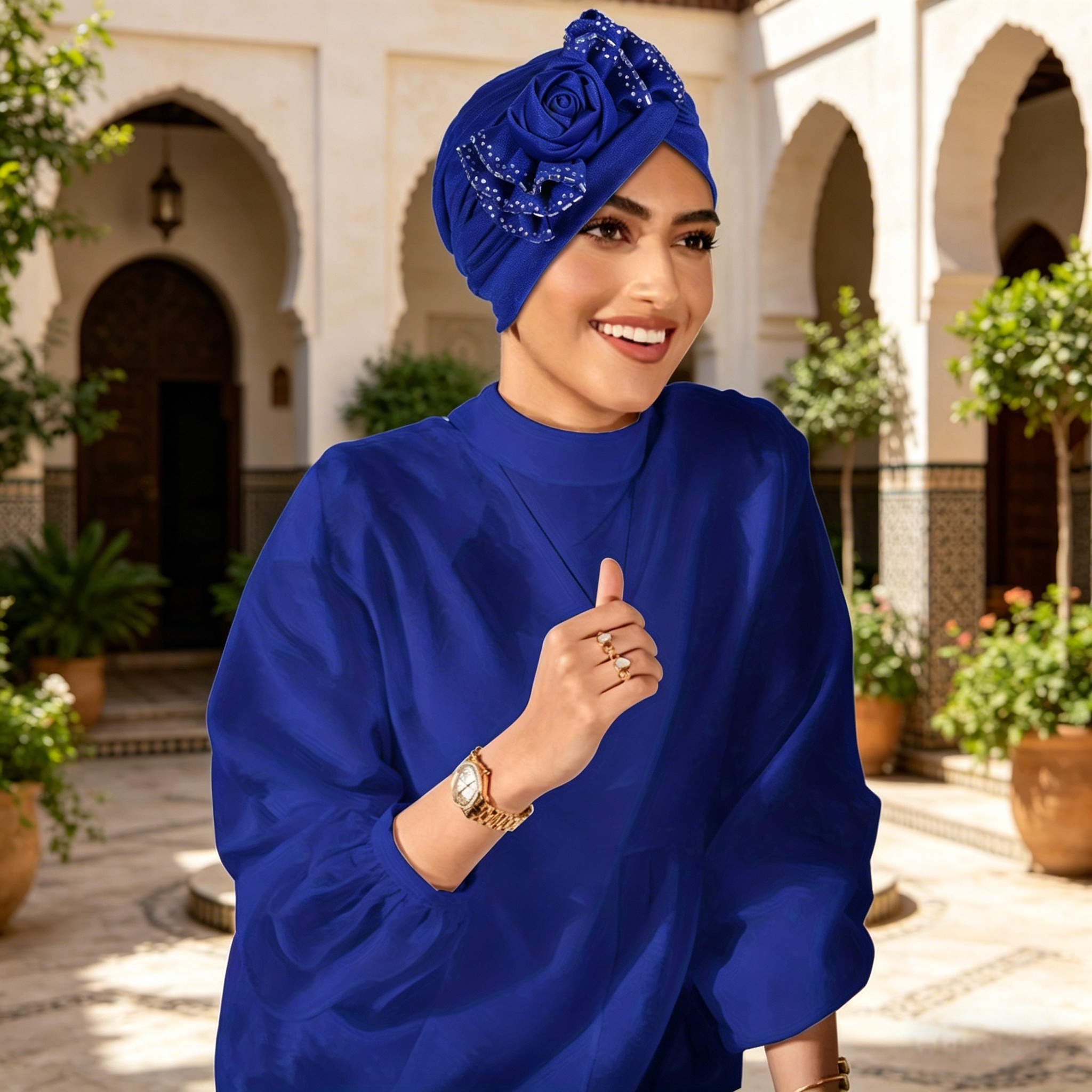 حجاب توربان مزين كحلي