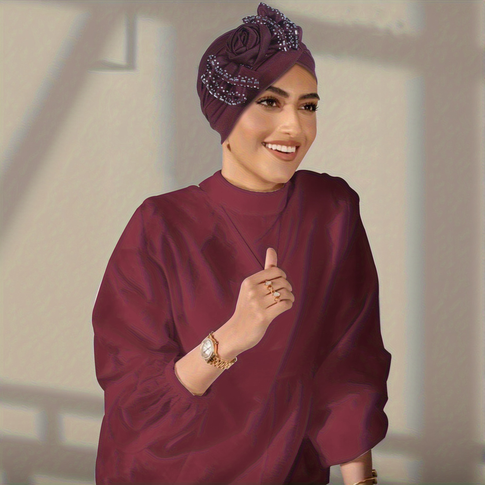 حجاب توربان بتفاصيل زهرة مزينة