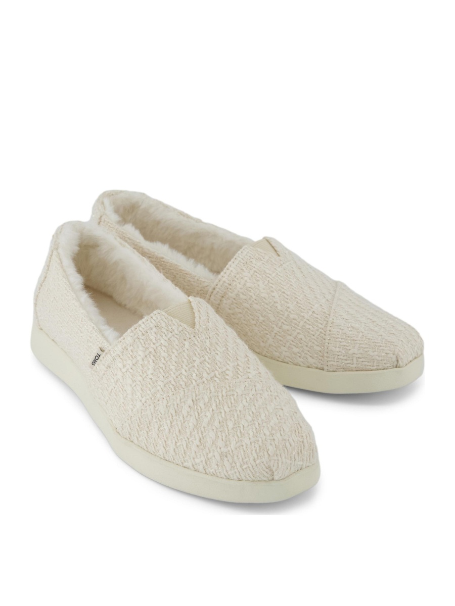Textured Canvas Slip-On Shoes with Faux Fur Lining