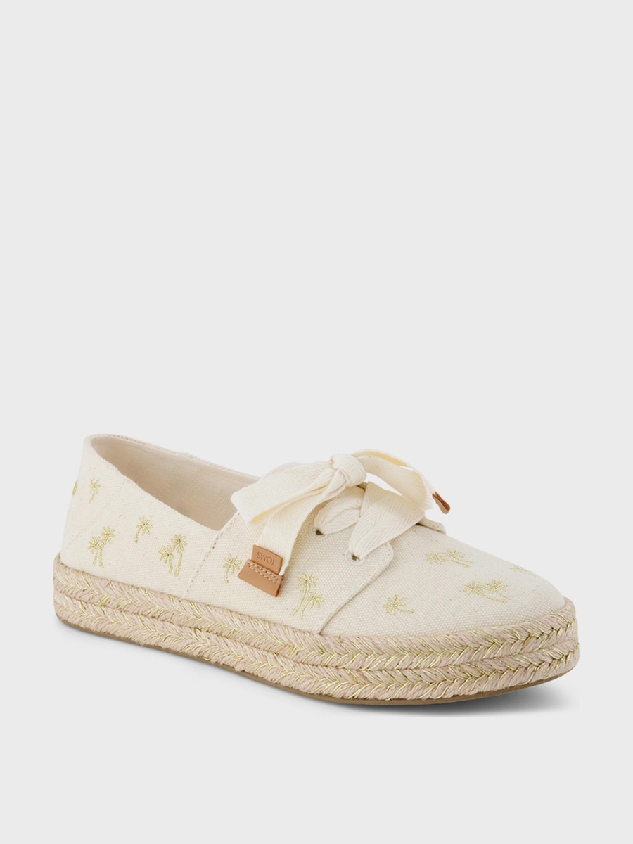 Embroidered Espadrille Canvas Shoes