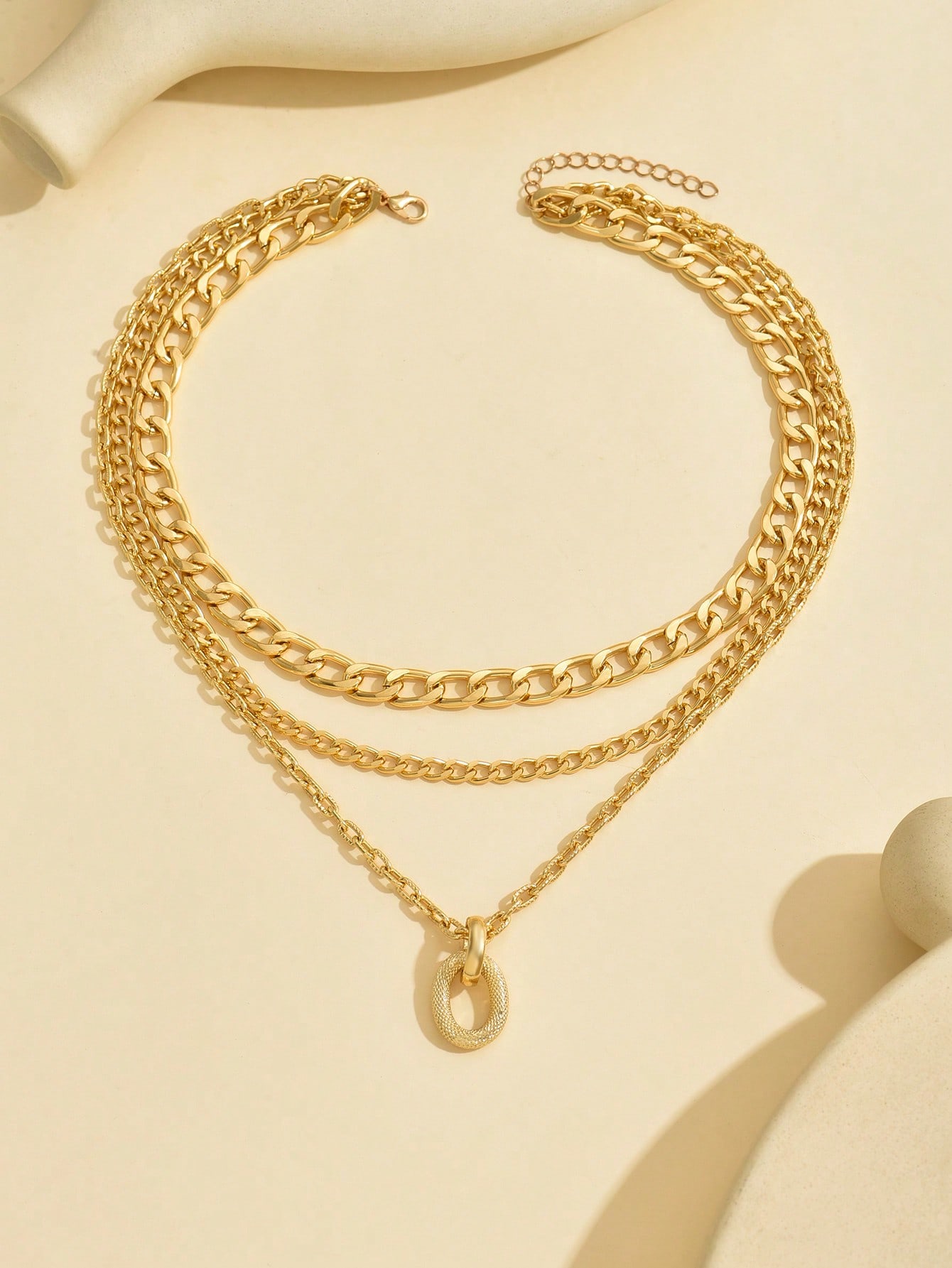 Water Resistant Link Chain Layered Necklace