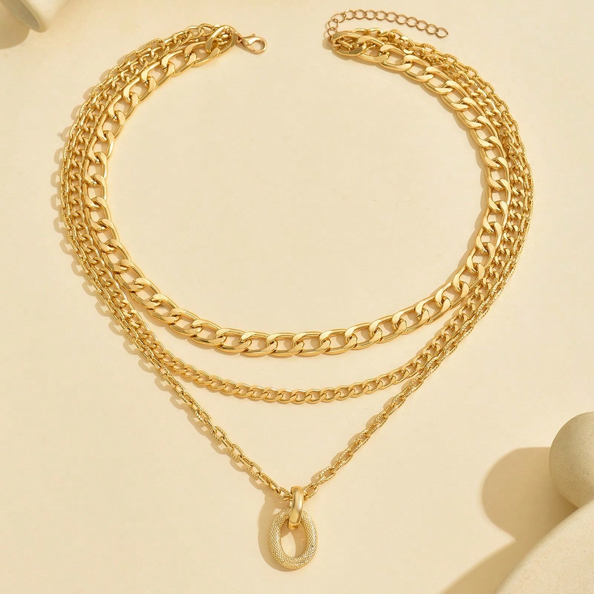 Water Resistant Link Chain Layered Necklace