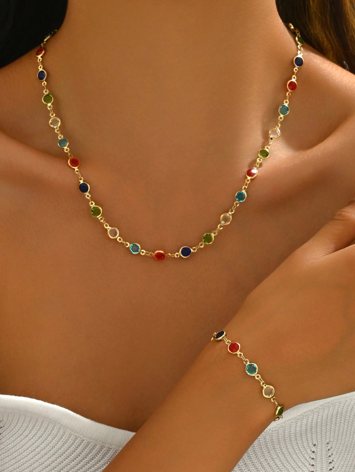 Embellished Necklace and Bracelet Set