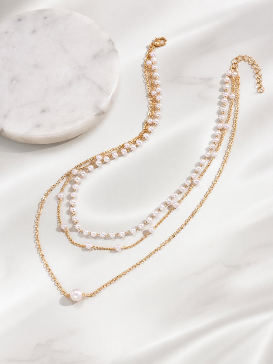 Multi-Layered Pearl Chain Set for Casual Wear