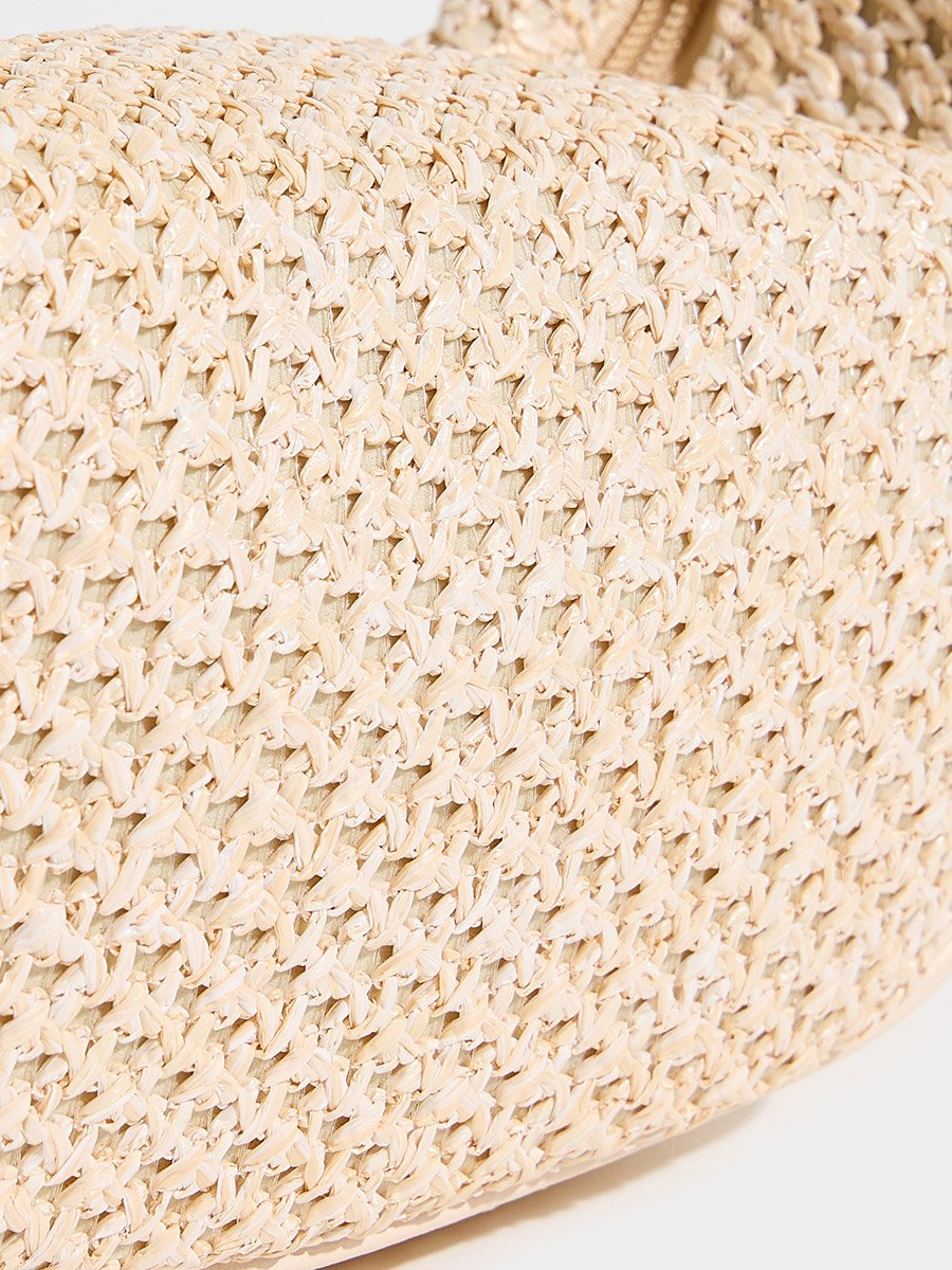 Cream Textured Bag with Twisted Handle