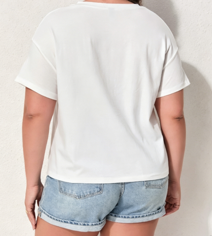 Plus Red Slogan Regular Fit T-Shirt