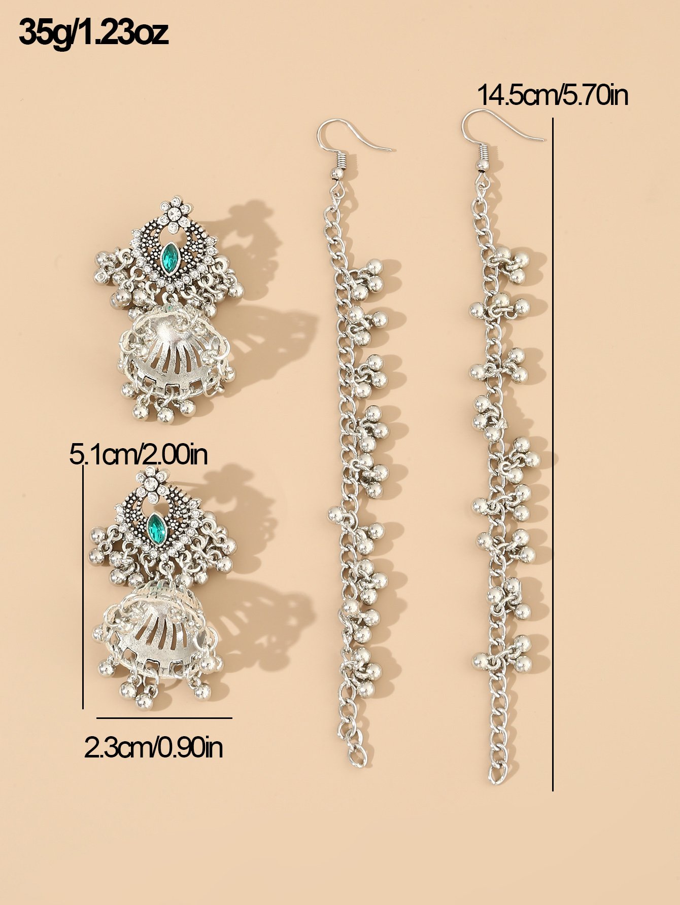Beaded Jhumka Dangle Earrings