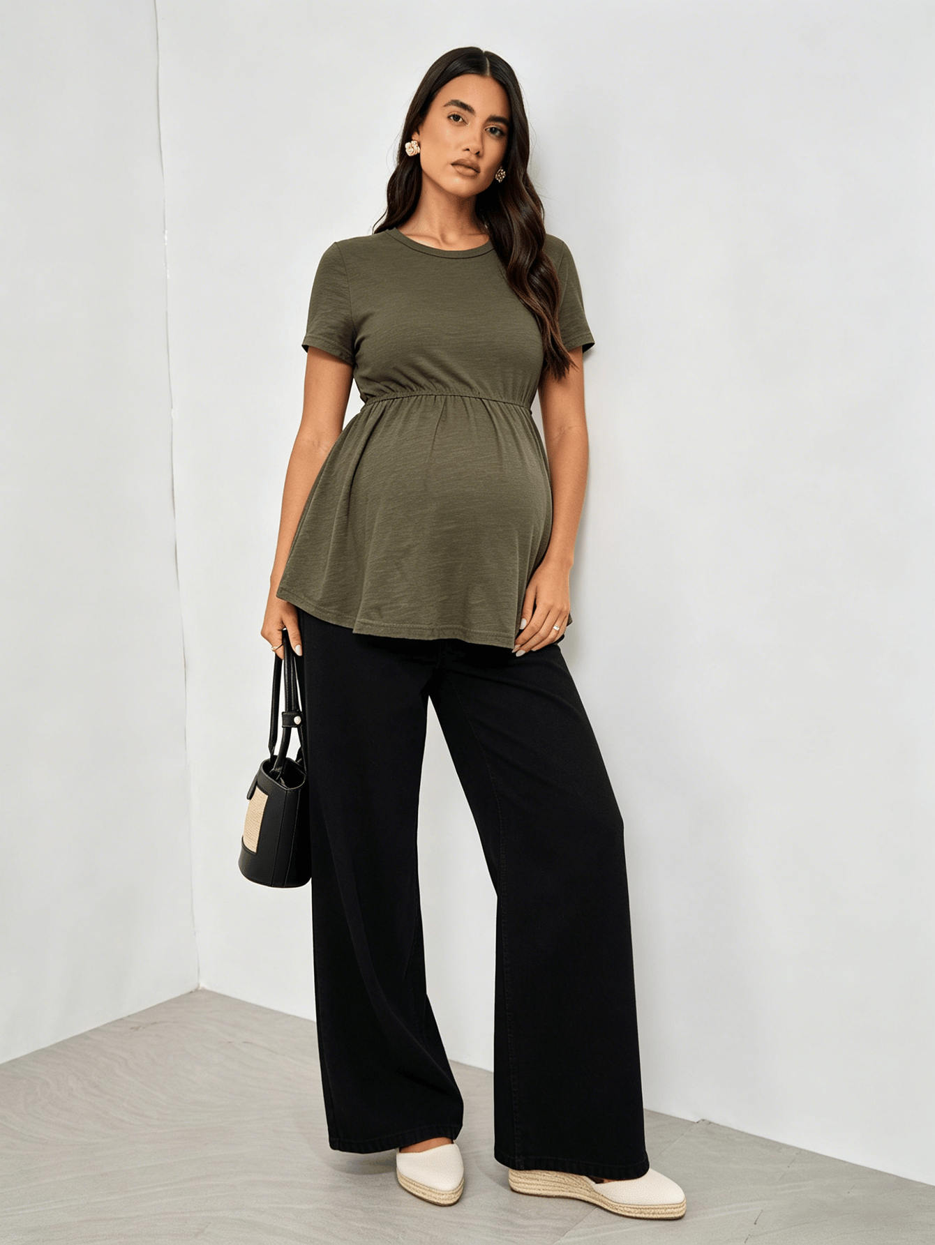 Olive Maternity Peplum T-Shirt