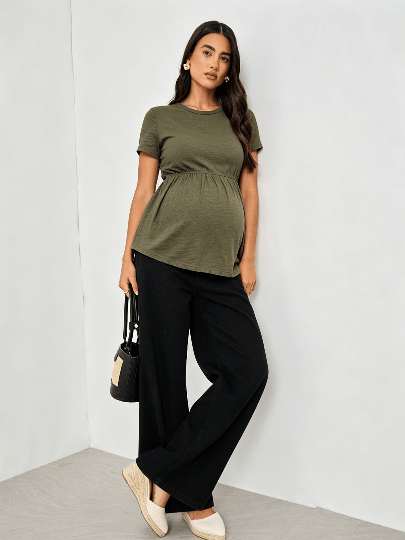 Olive Maternity Peplum T-Shirt