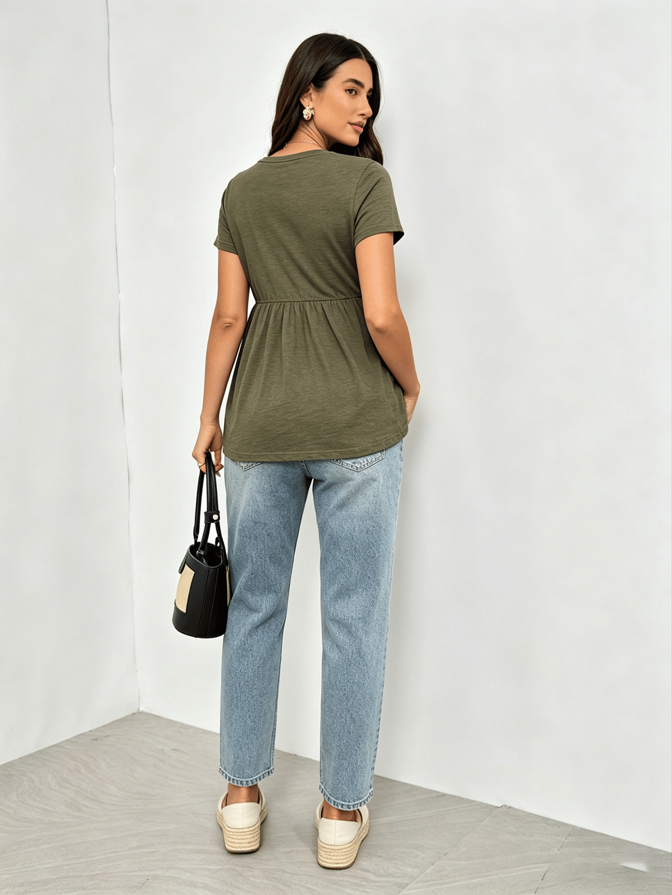 Olive Maternity Peplum T-Shirt