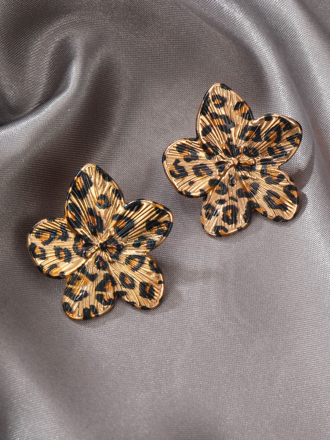 Animal Print Flower Stud Earrings
