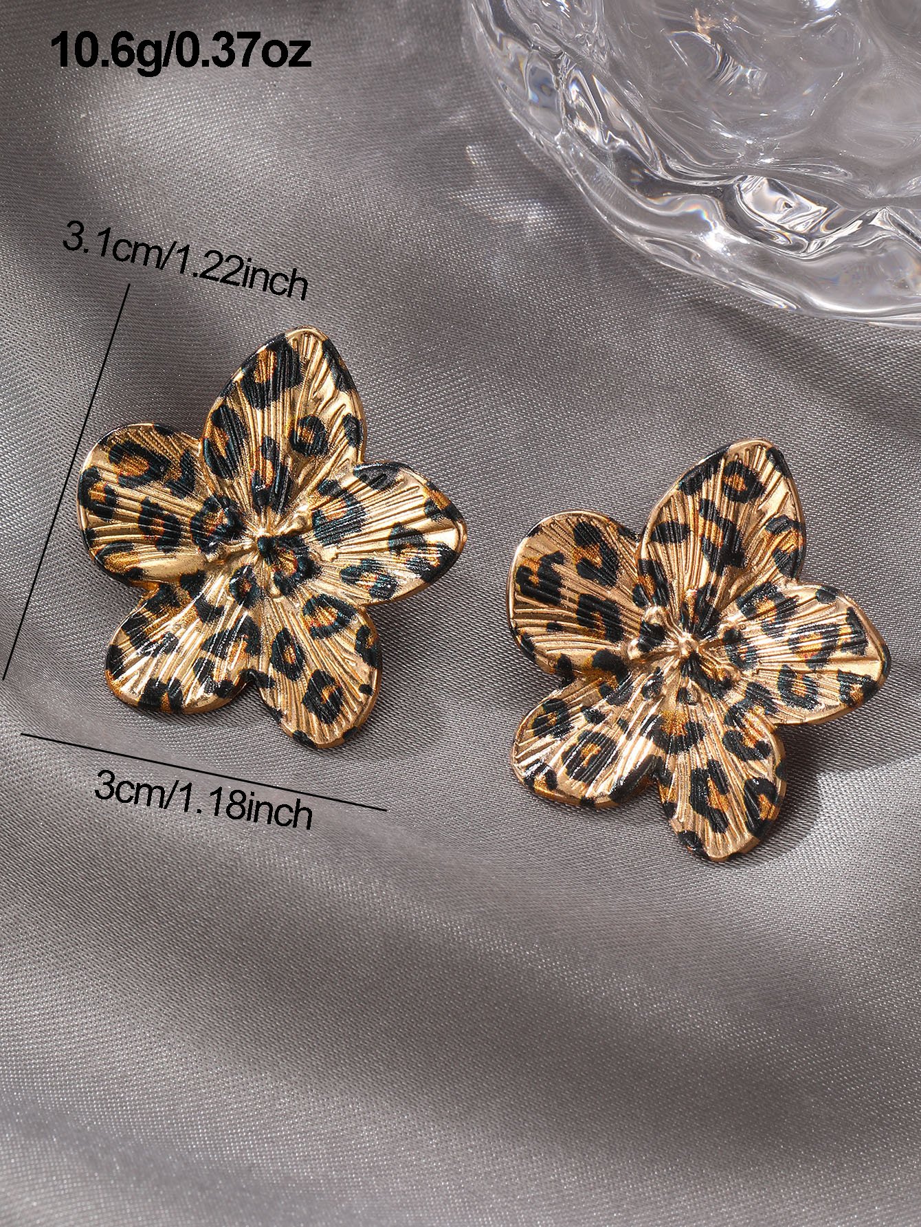 Animal Print Flower Stud Earrings