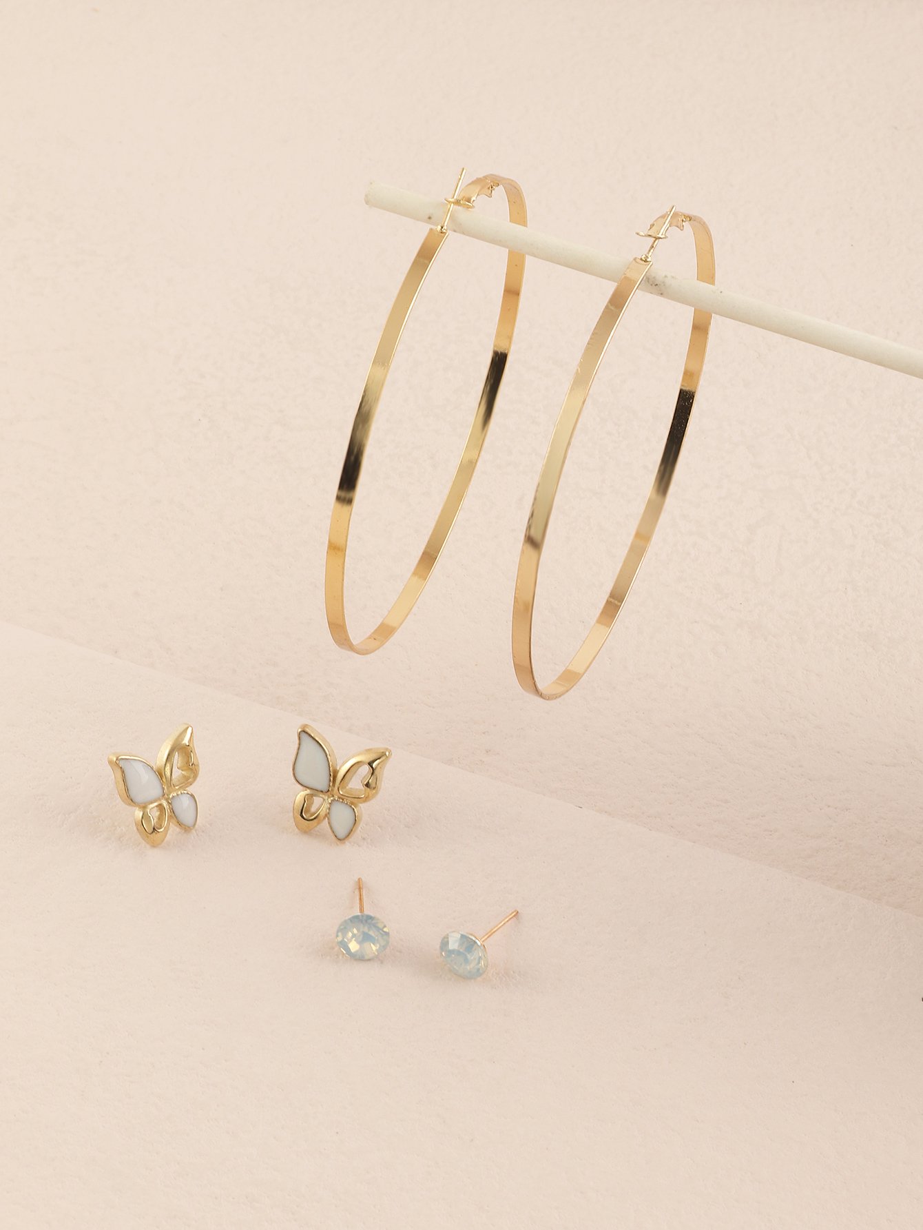 Set of 3 - Studs and Hoop Earrings