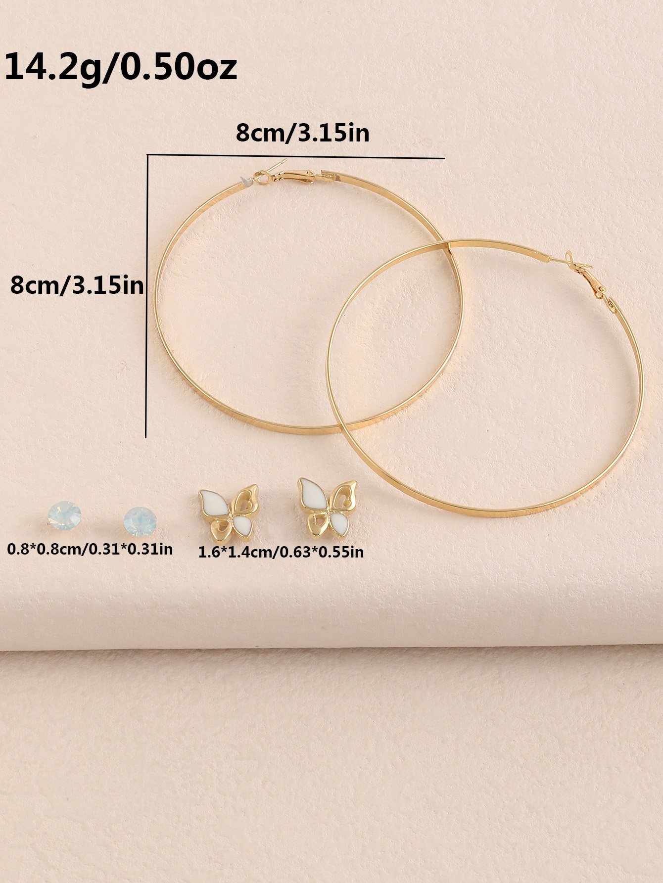 Set of 3 - Studs and Hoop Earrings