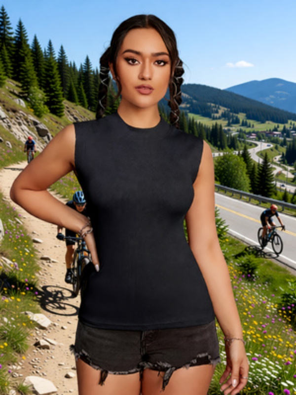 Black Sleeveless High-Neck Top