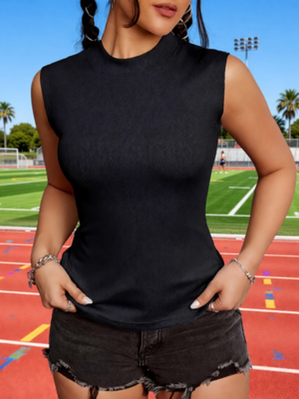 Black Sleeveless High-Neck Top