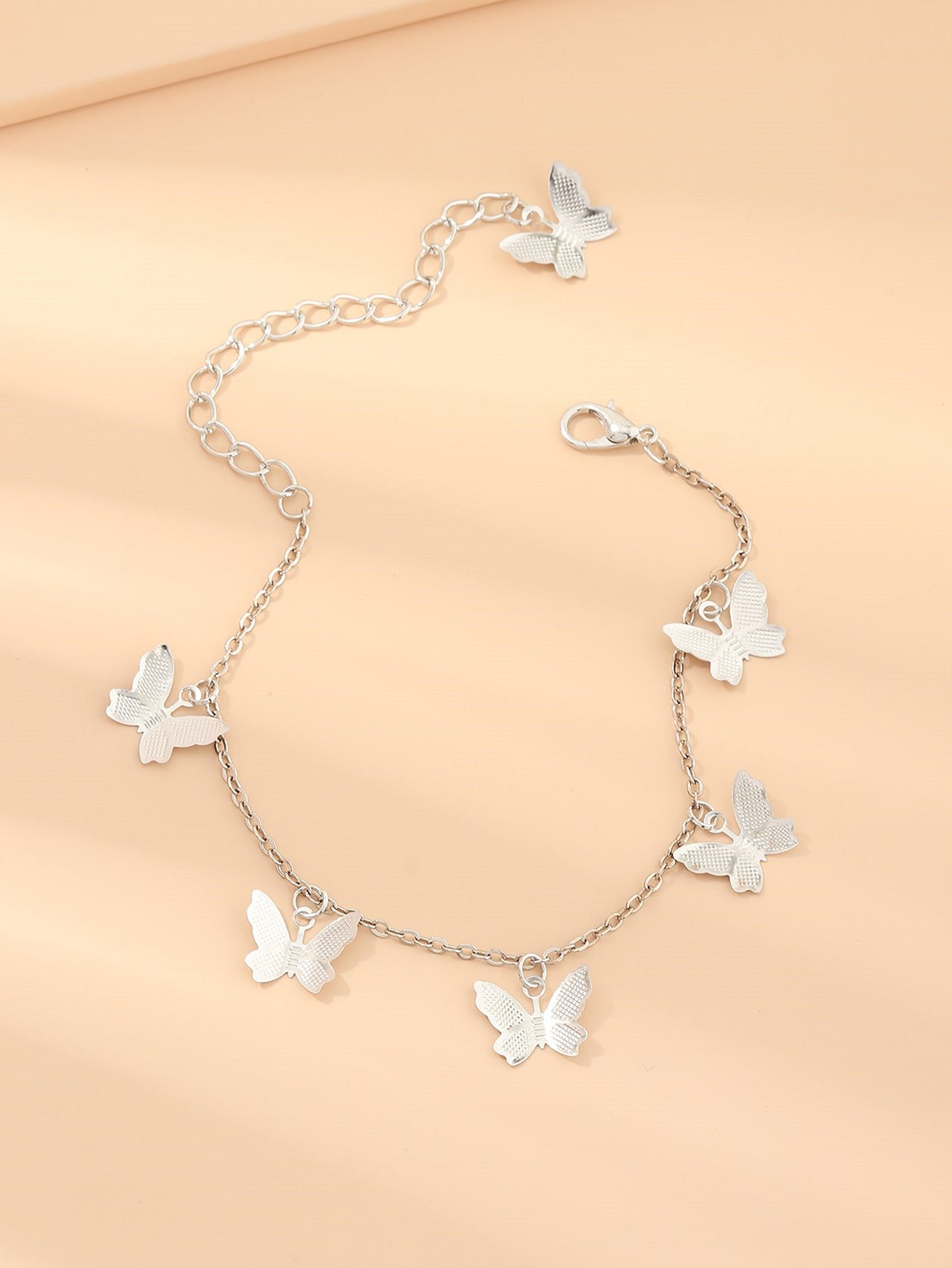 Silver Tone Butterfly Charm Bracelet