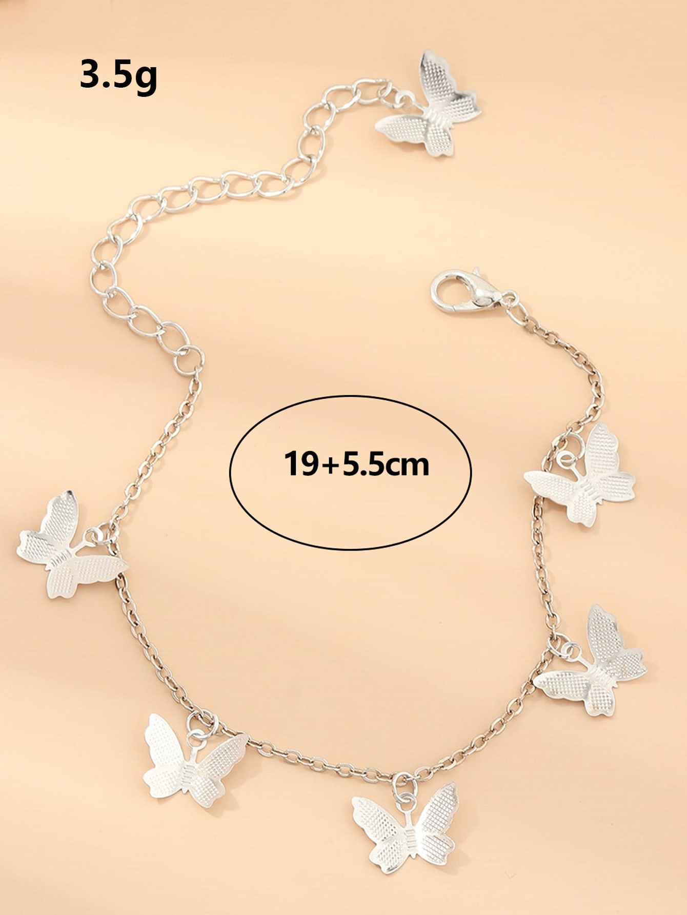 Silver Tone Butterfly Charm Bracelet