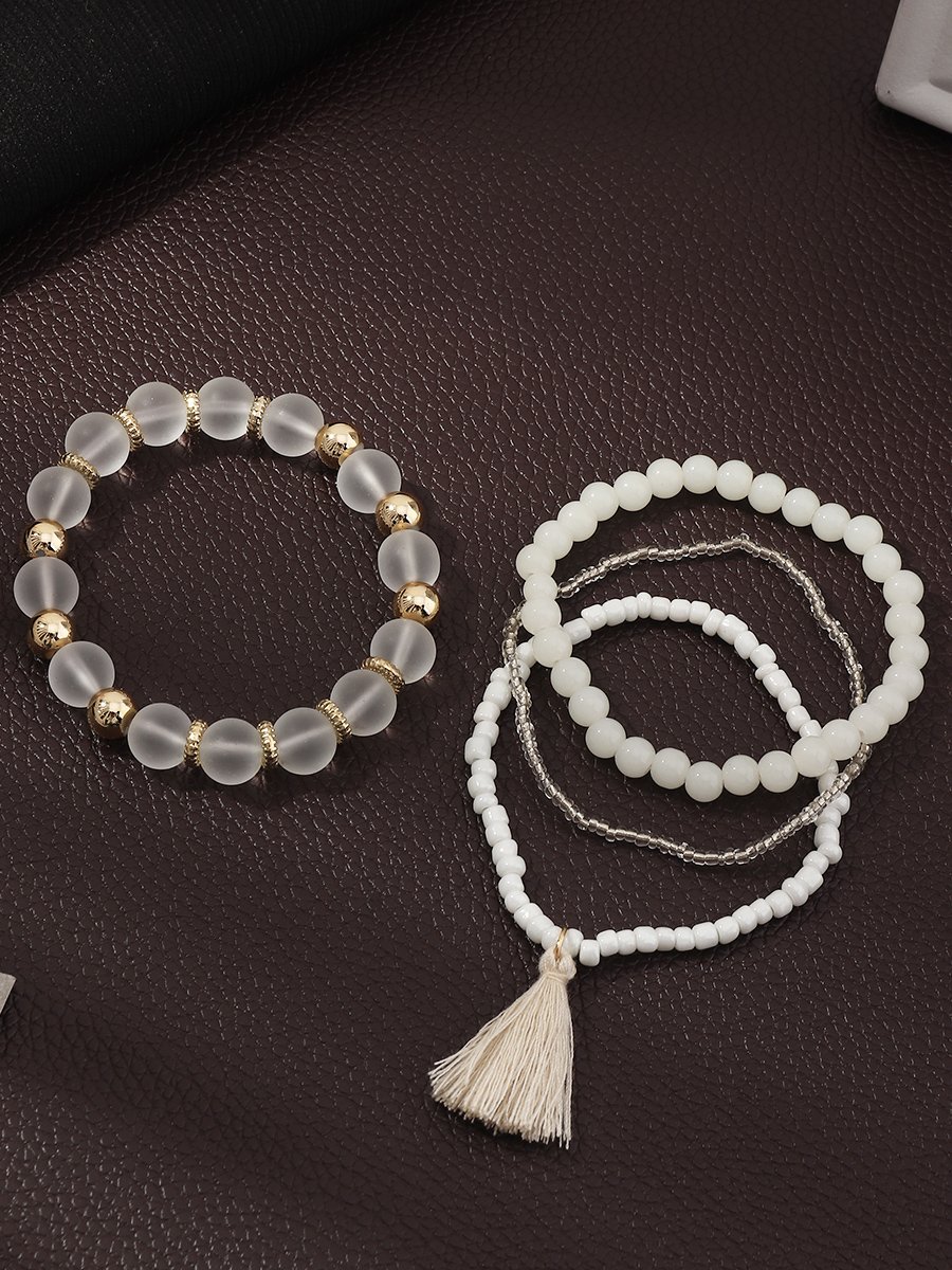 Pack of 4 - Tassel Charm Beaded Bracelet