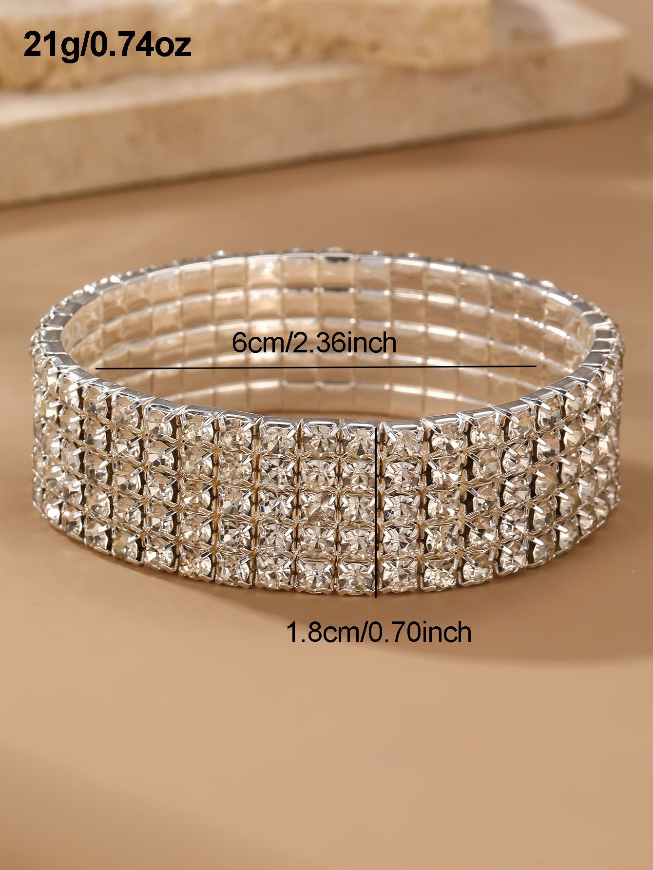 Silver Tone Rhinestone Embellished Cuff Bracelet