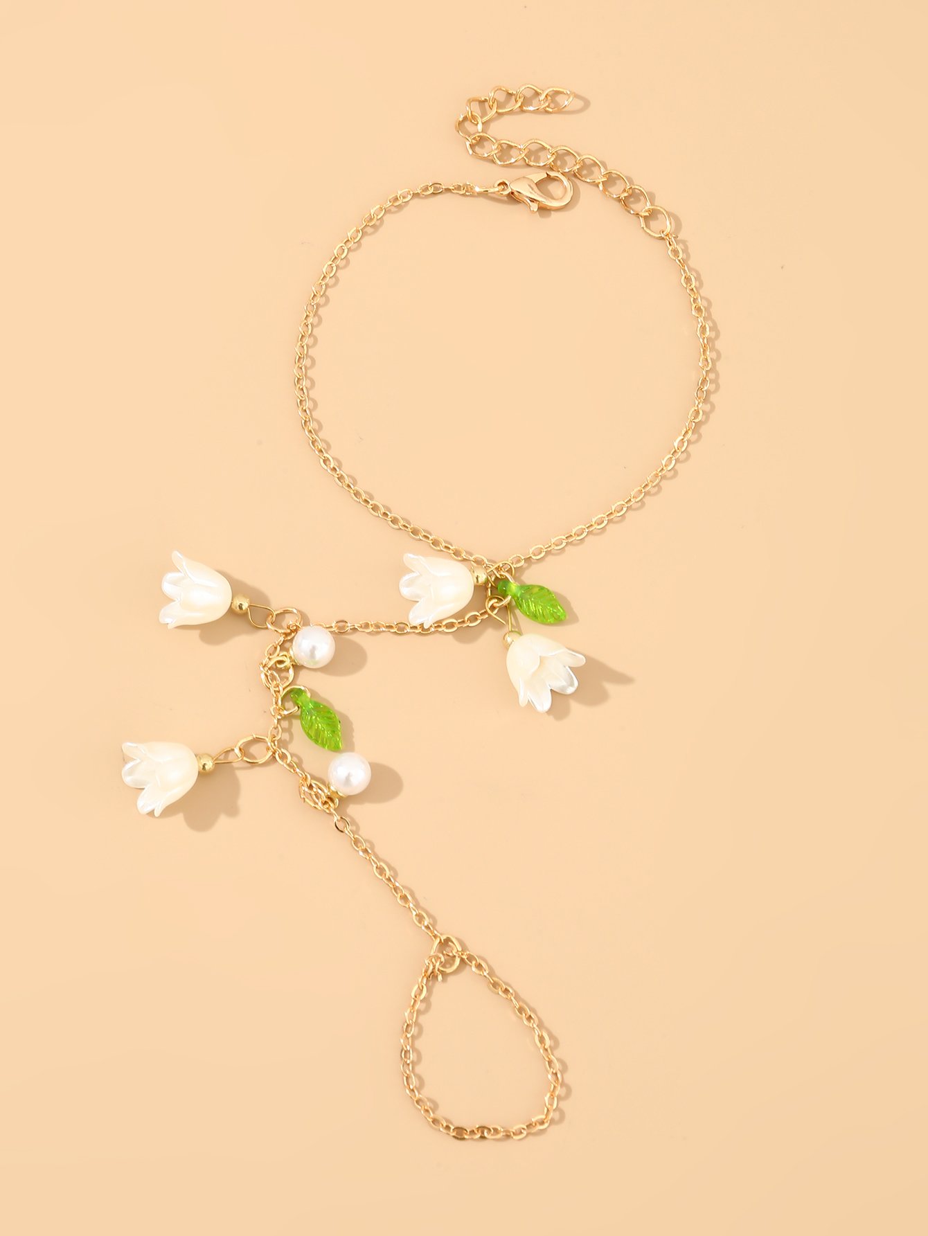 Embellished Beaded Linked Ring Bracelet