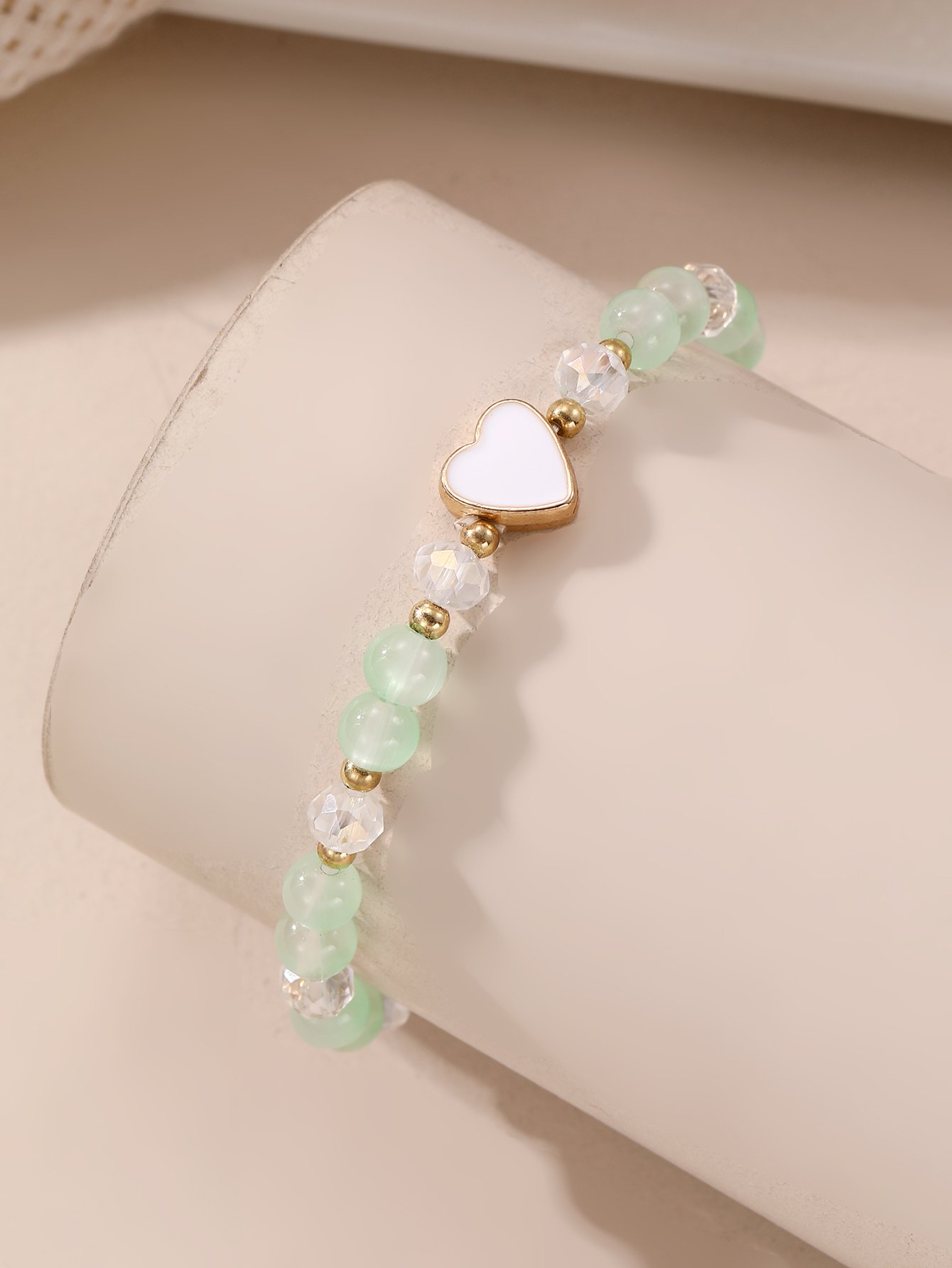 Multi-Color Heart Charm Beaded Bracelet
