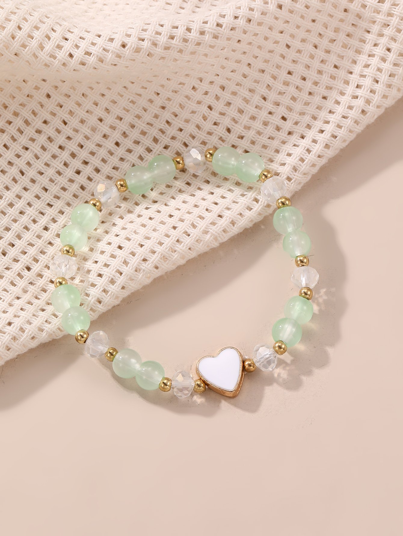 Multi-Color Heart Charm Beaded Bracelet