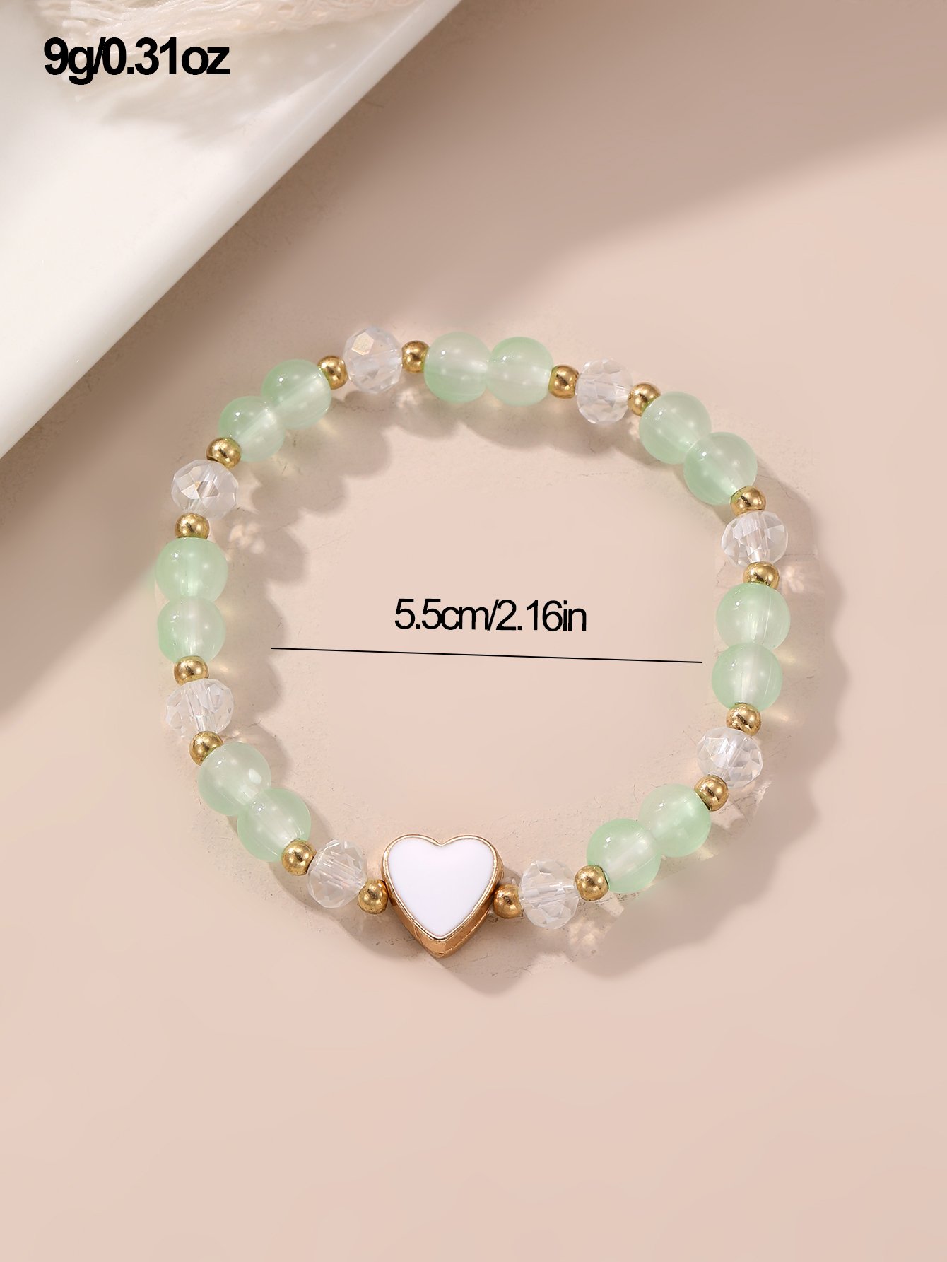 Multi-Color Heart Charm Beaded Bracelet