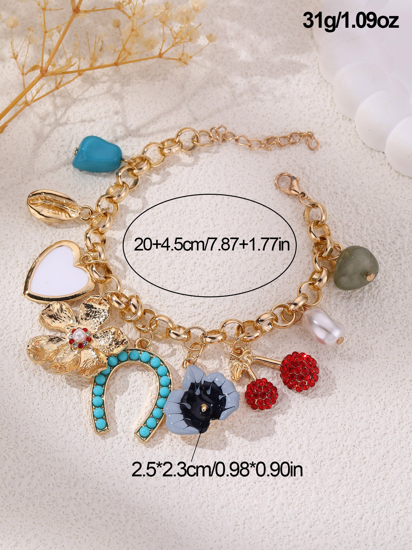 Gold Tone Multi-Charm Bracelet