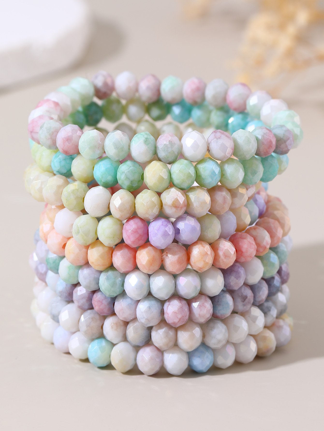 طقم من 9 أساور خرز متعدد الألوان